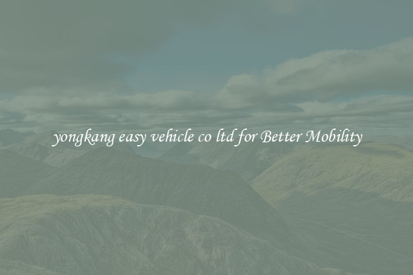 yongkang easy vehicle co ltd for Better Mobility
