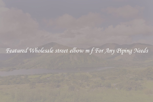 Featured Wholesale street elbow m f For Any Piping Needs